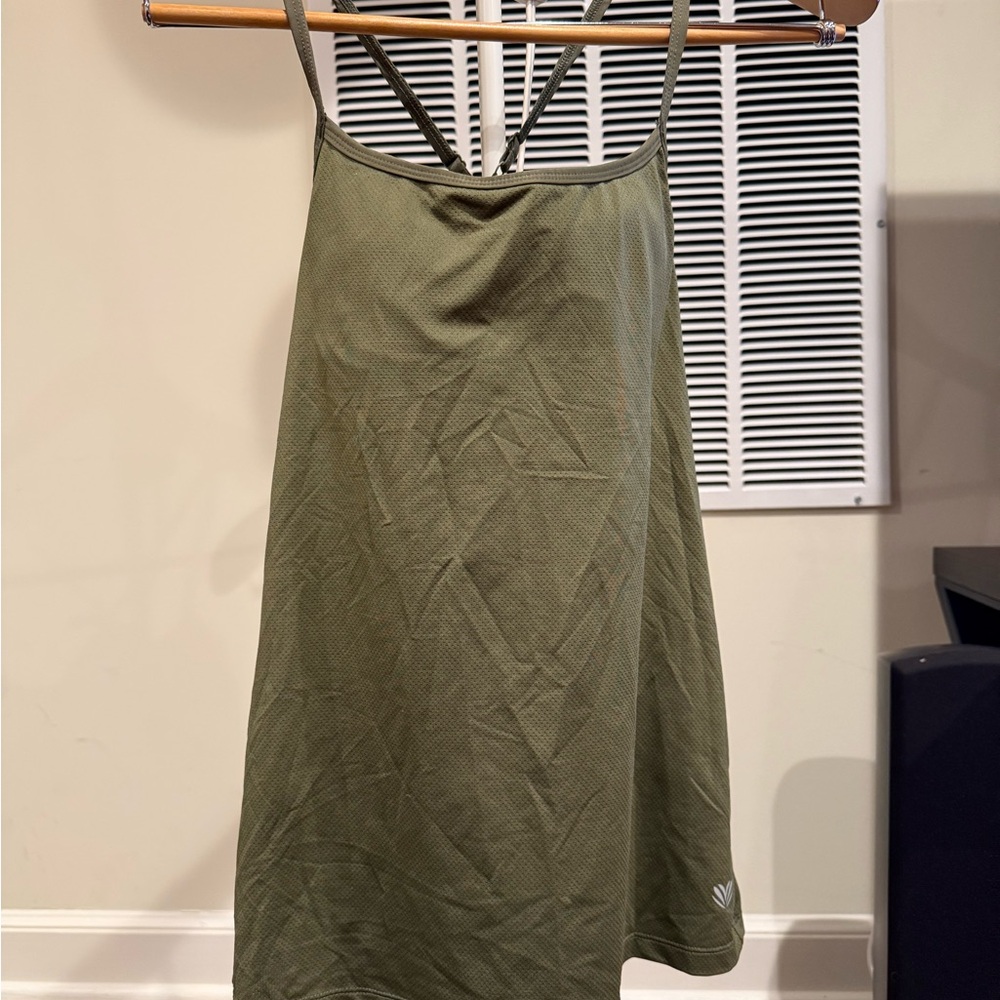 Olive Green Women's Workout Shirt with Bra built in